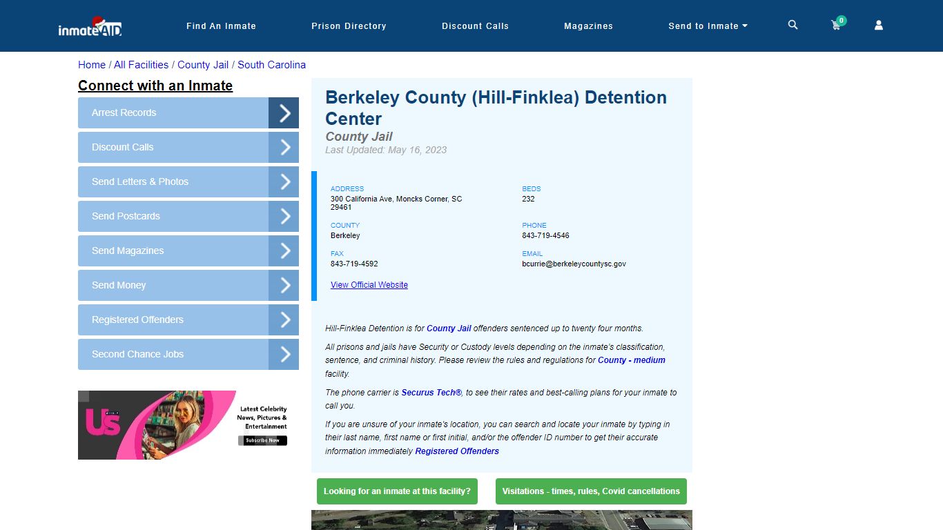 Berkeley County (Hill-Finklea) Detention Center - InmateAid